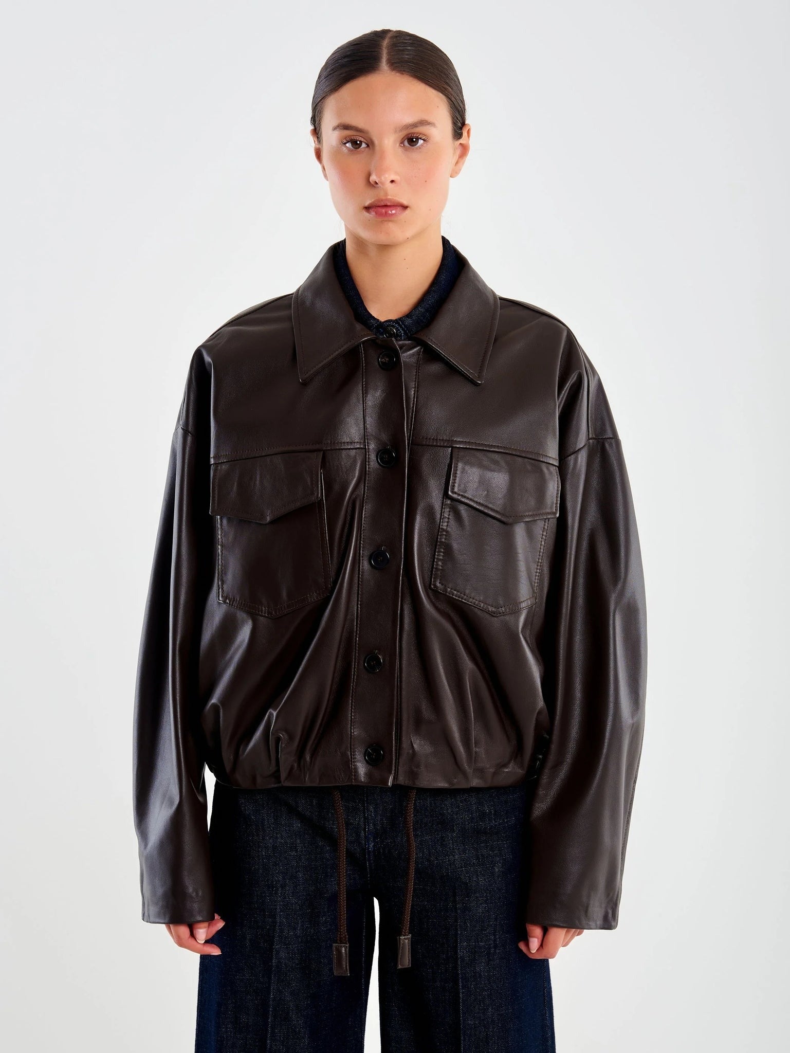 VICOLO Giubbotto in Vera Pelle Marrone