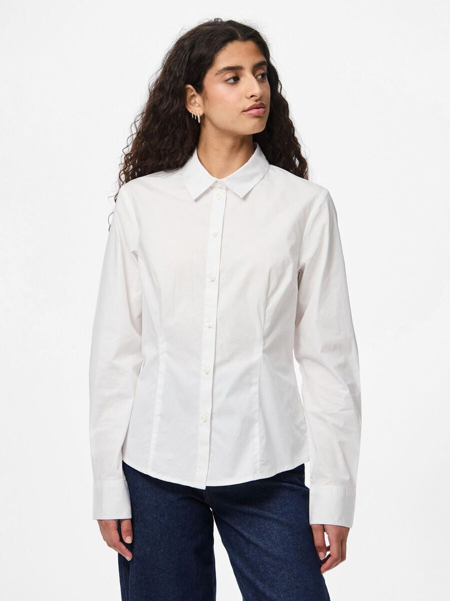 Pieces Camicia con Collo Classico Bianco