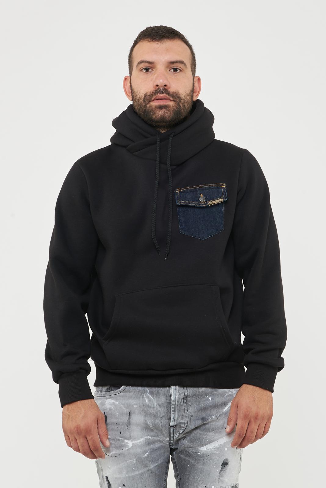 Artik Denim Felpa Cappuccio con Taschino in Jeans