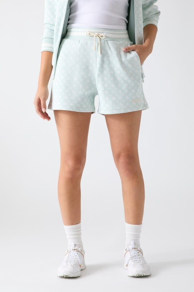 Guess Short Scuba con Logo Verde Acqua
