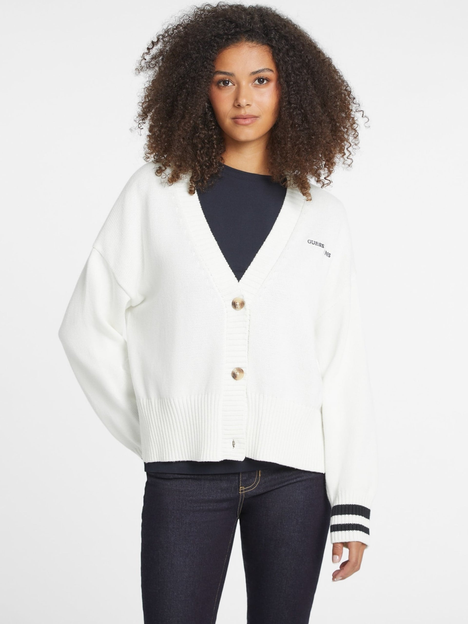 Guess Jeans Cardigan Varsity Logo Ricamato