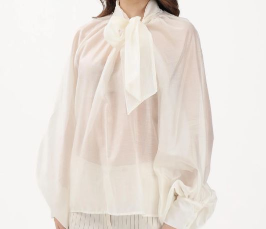 Vicolo Blusa con Fiocco e Manica a Sbuffo