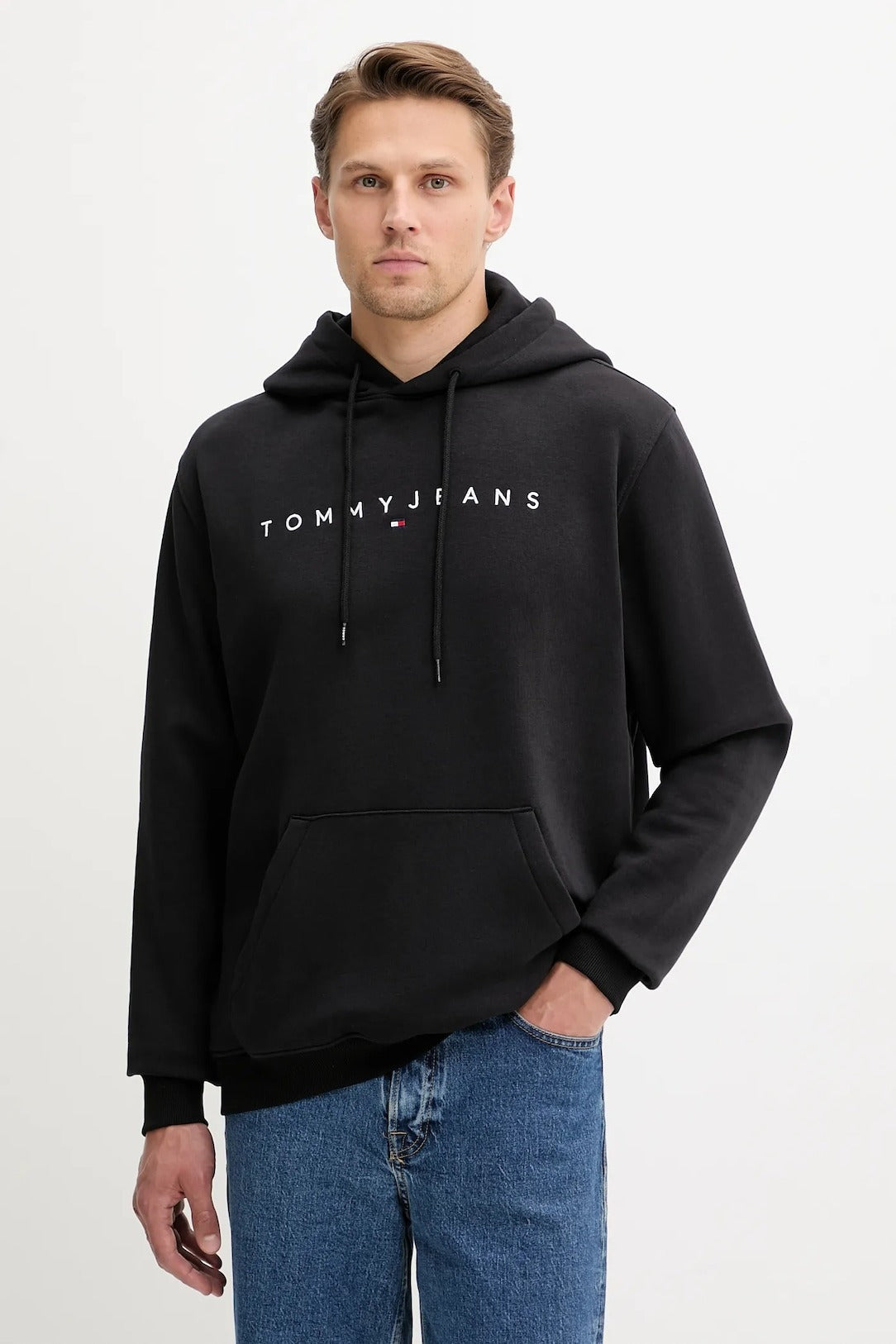Tommy Hilfiger Felpa con Cappuccio e Logo Lineare Ricamato