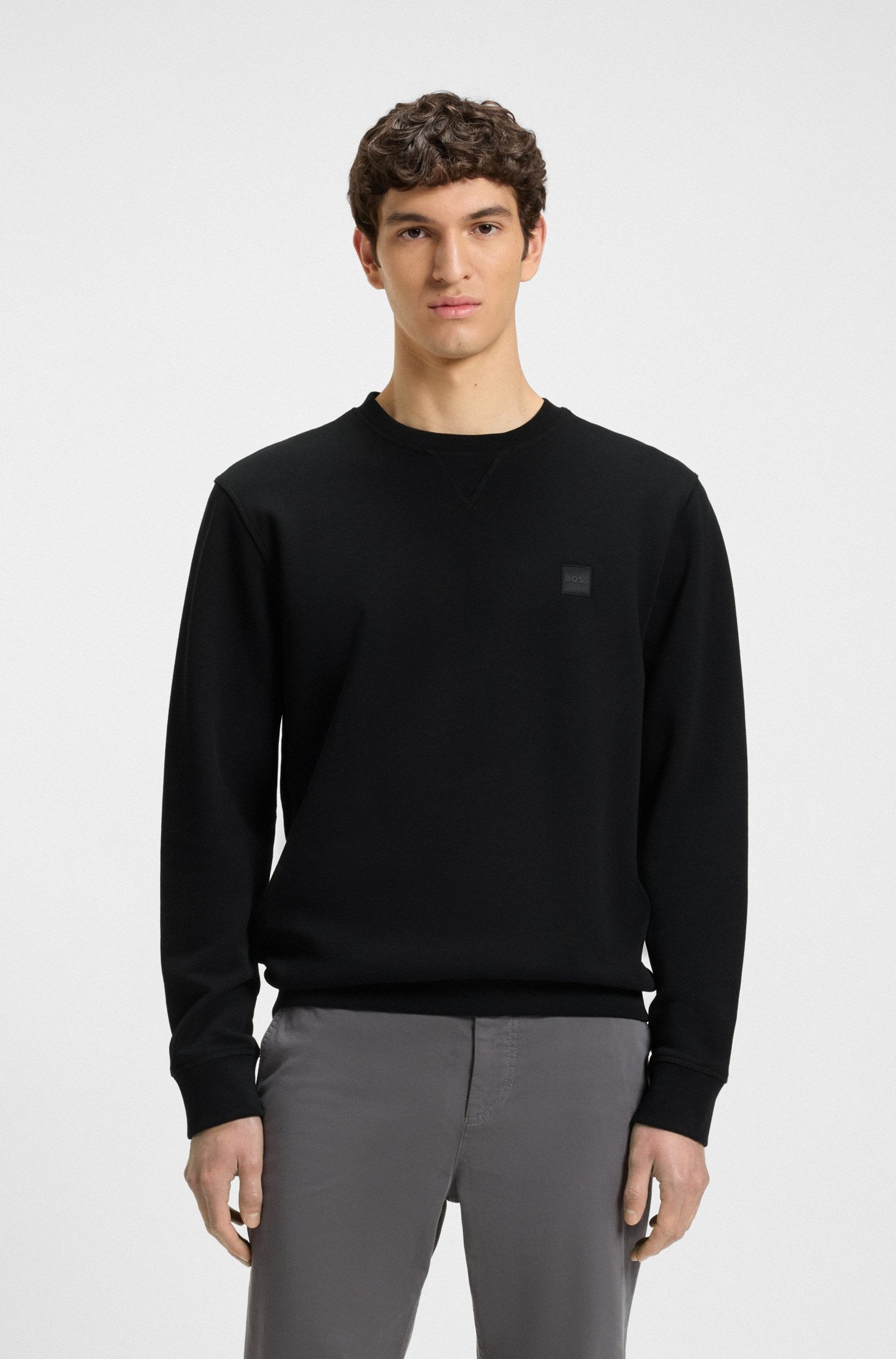 Hugo Boss Felpa in Terry di Cotone con Toppa con Logo