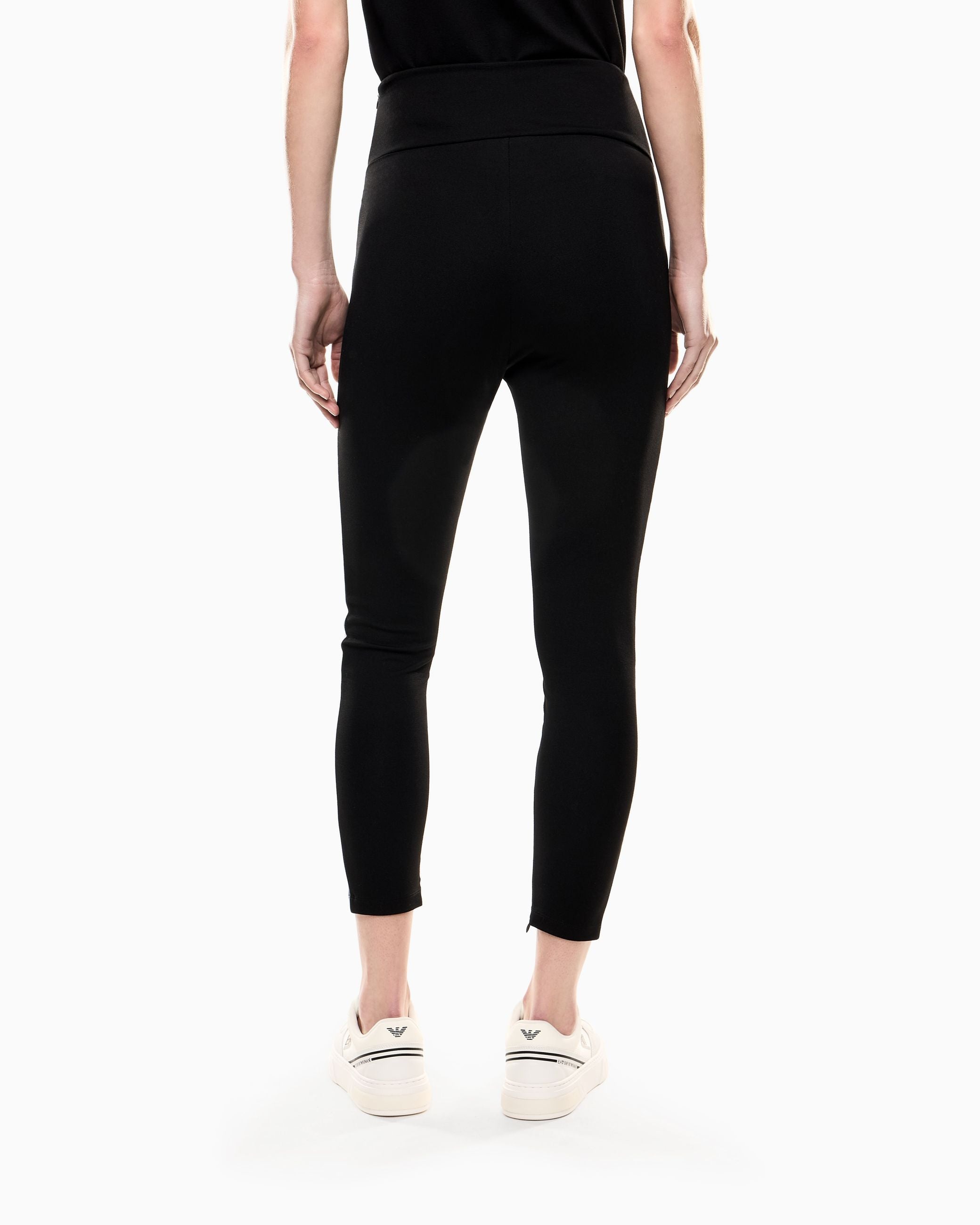 Armani EA7 Leggings Winter Mixcon Inserti in Tessuto Effetto pelle Nero