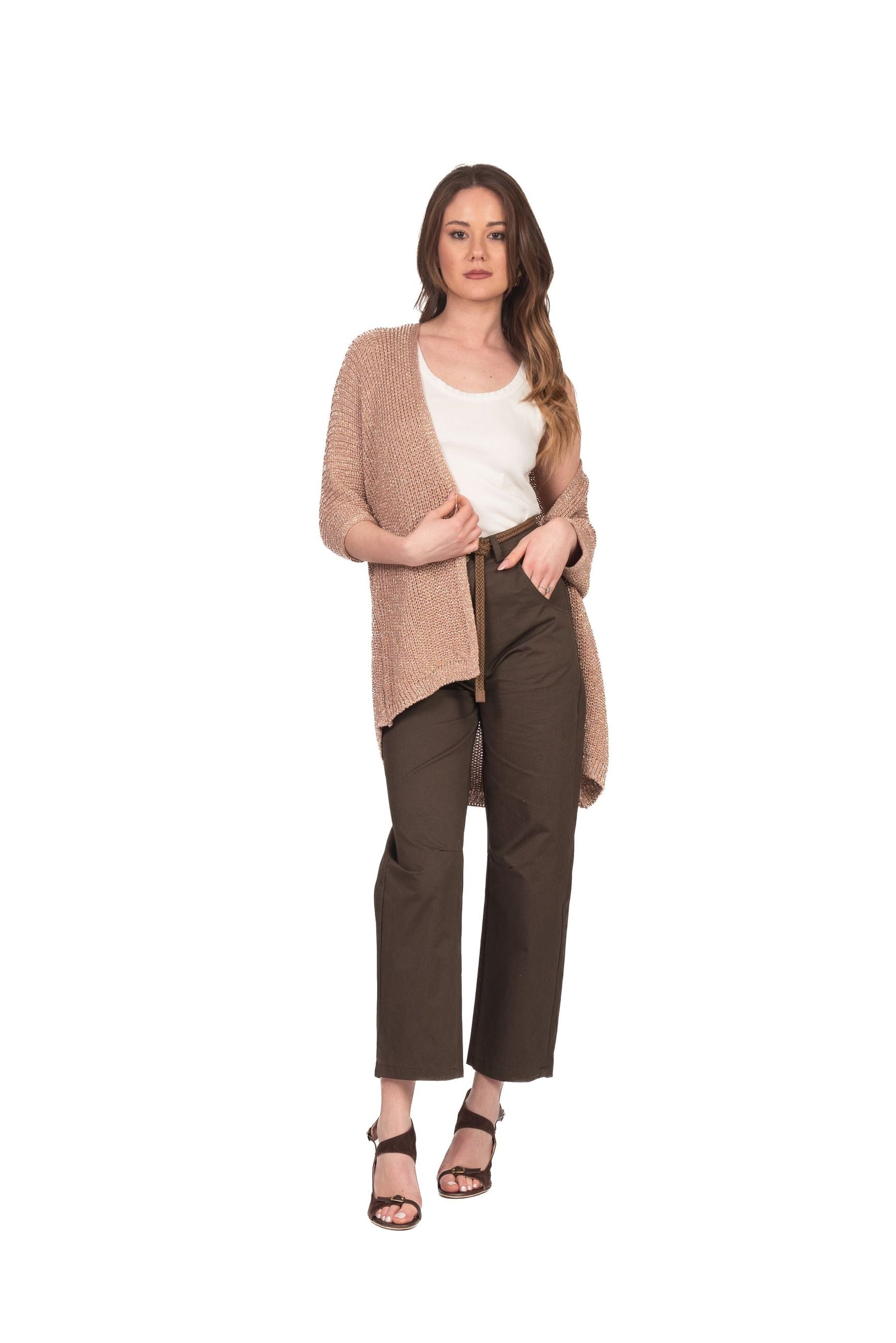 Vicolo Cardigan Senza Bottoni con Filo Lurex