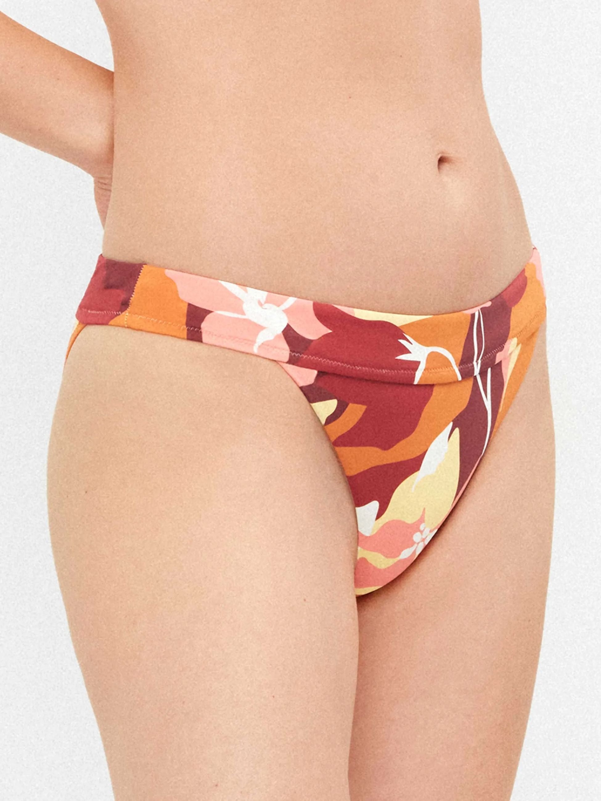 Gisela Slip Bikini Classico con Stampa Retro Geometrica Arancione