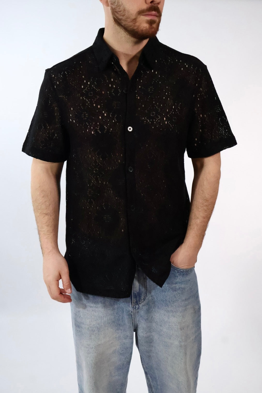 Gianni Lupo Camicia Traforata 
Nero