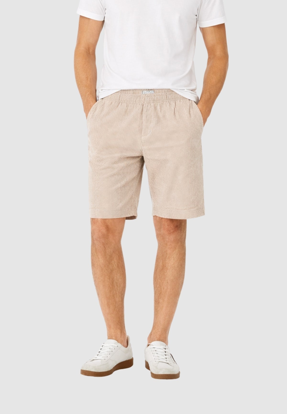 Guess Bermuda Straight Leg Dobby Striped Beige