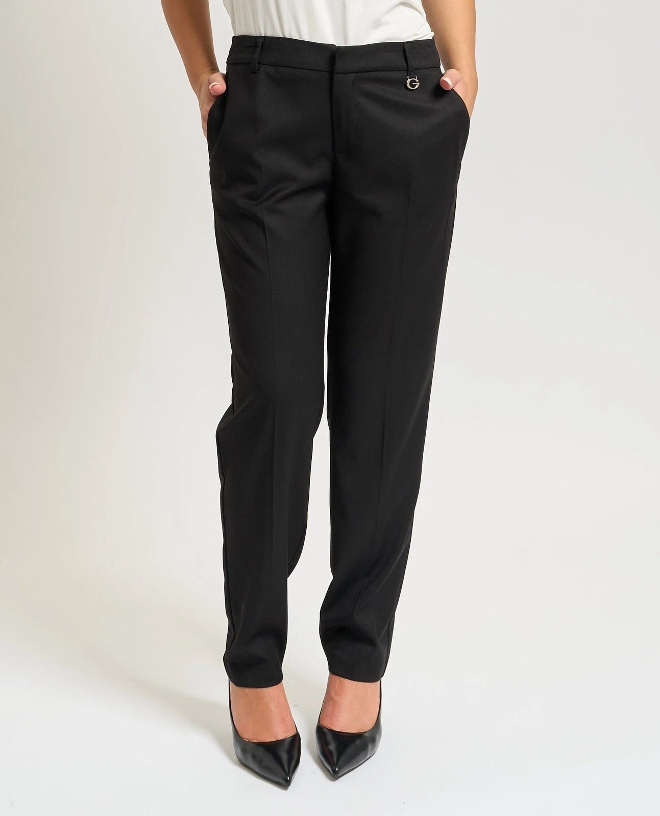 Gaelle Paris Pantalone Dritto in Fresco Lana 
Nero