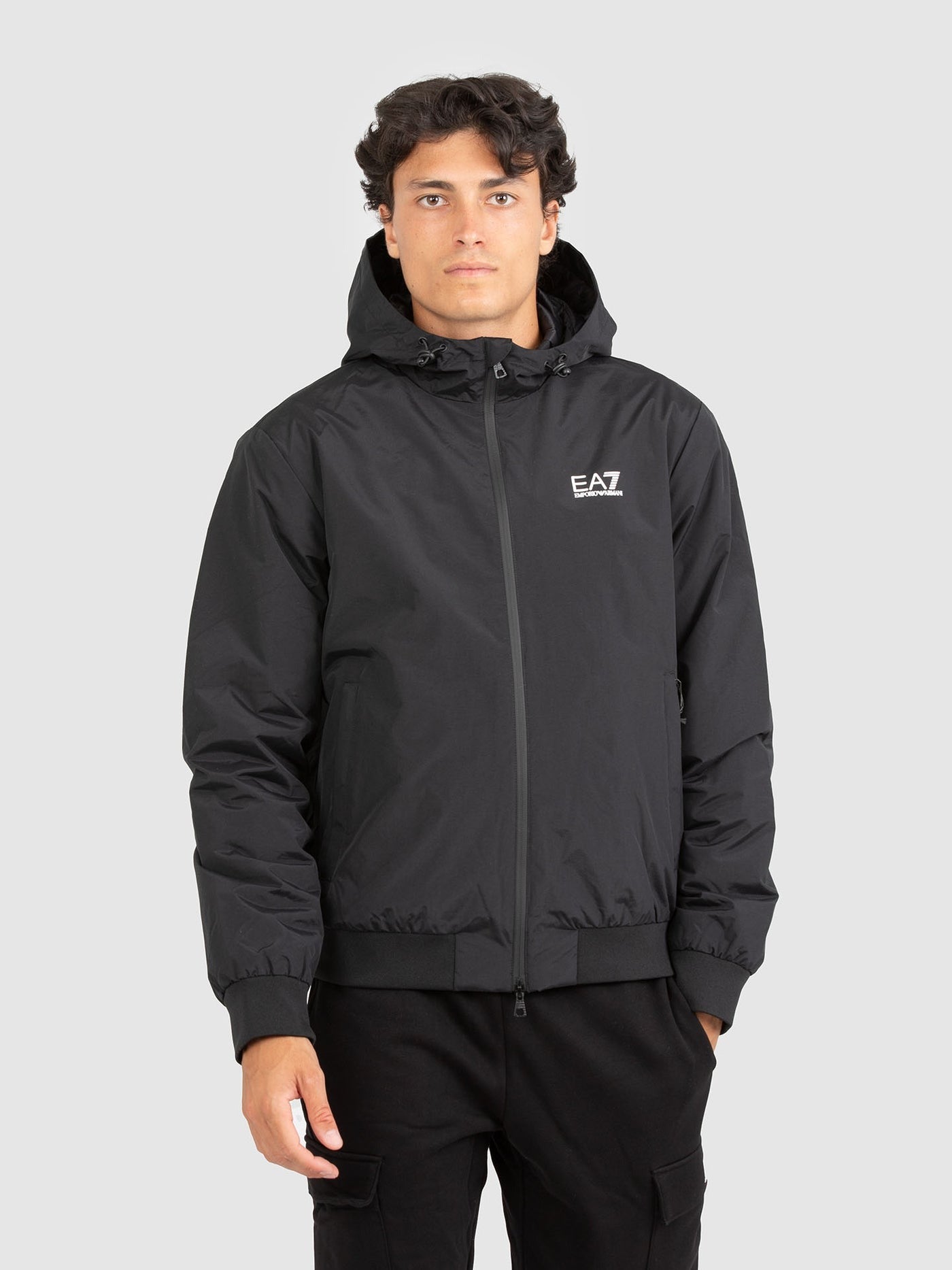 Armani EA7Bomber con Cappuccio Core Identity in Tessuto Tecnico