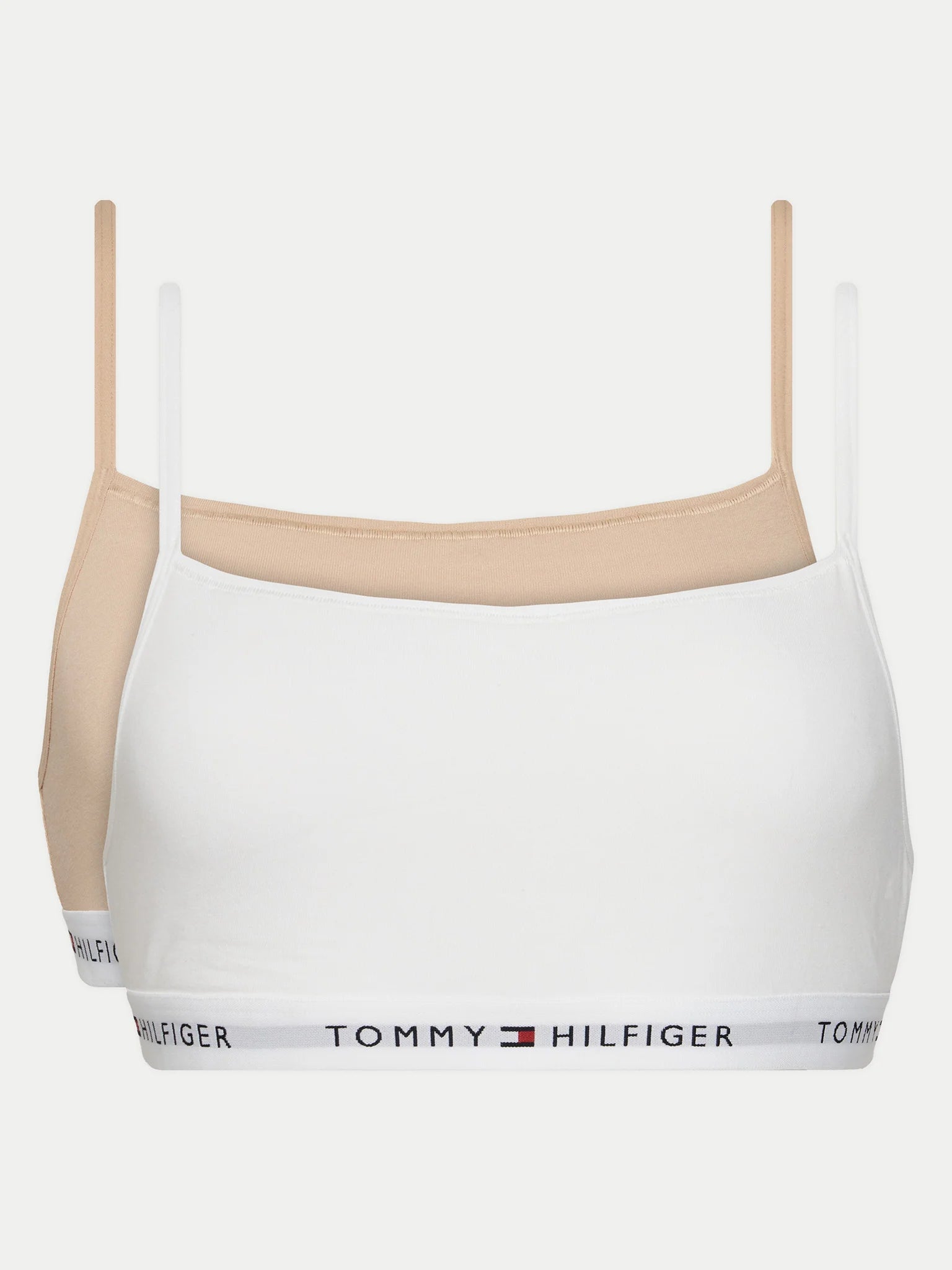 Tommy Hilfiger Set 2 Reggiseni Sportivi con Elastico Logato Bianco e Beige