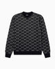 Armani Exchange Pullover Girocollo con Logo All Over e Bordi a Costine Nero