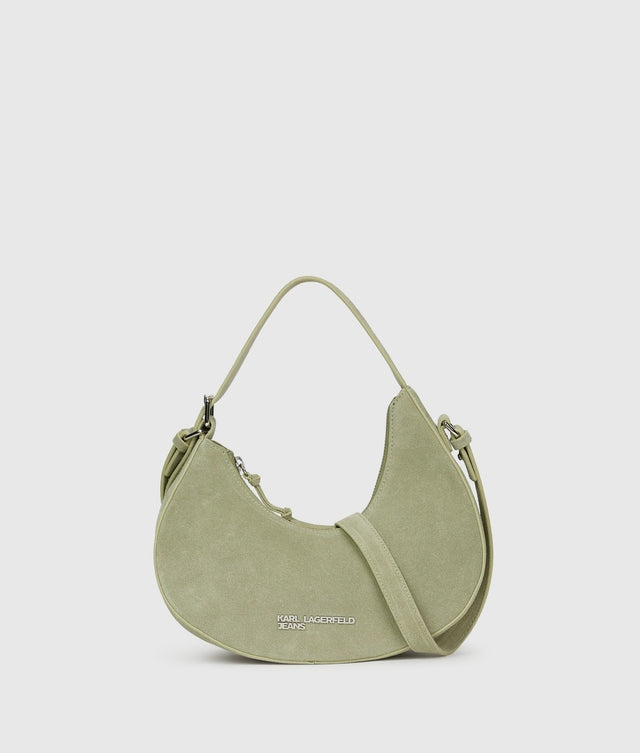 Karll Lagerfeld Jeans Borsa con Manico Superiore Arrotondato in Camoscio Verde