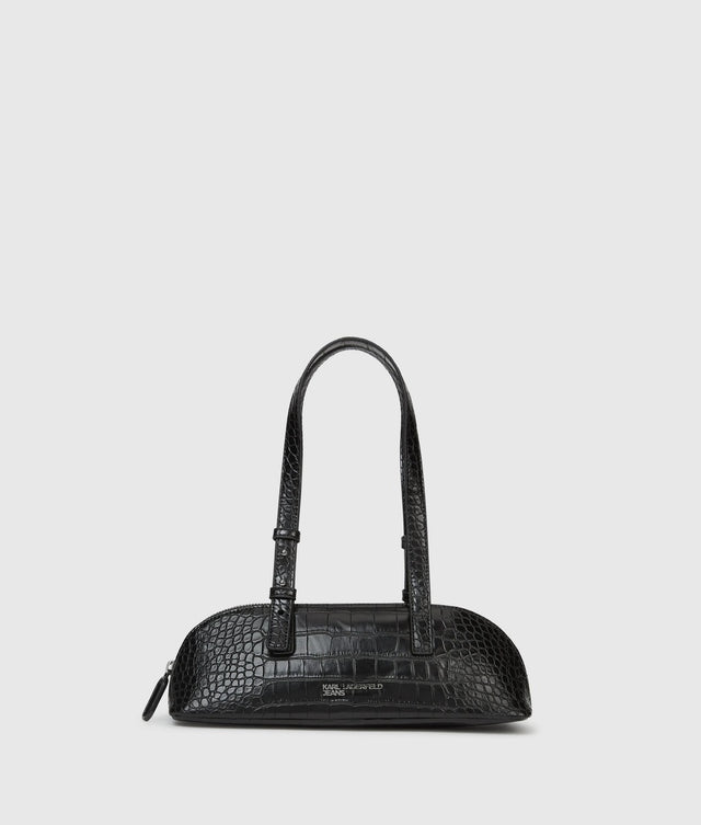 Karll Lagerfeld Jeans Borsa a Spalla Allungata Effetto Coccodrillo Nero