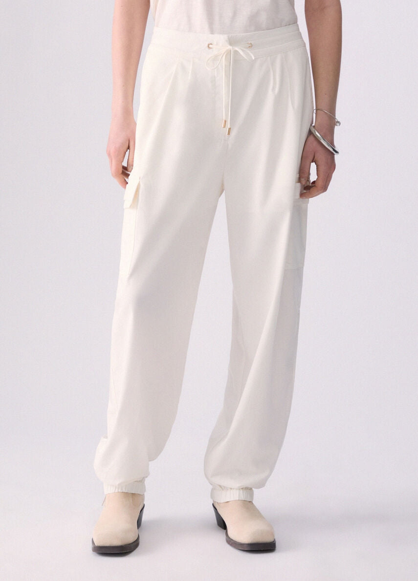 Liu Jo Pantalone Cargo in Cotone 
Bianco