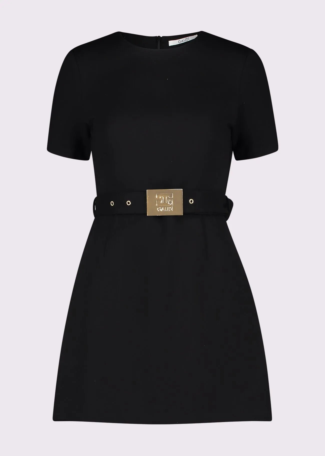 Gaud� l'Abito Corto in Maglia Elasticizzata con Cintura NERO