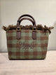 Vicolo Borsa Vanity Medium a Quadri con Frange Menta