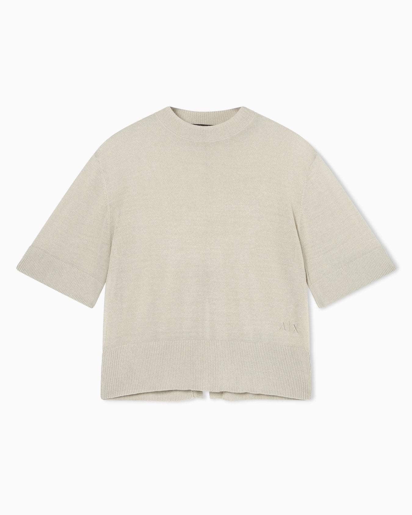 Armani Exchange Maglia Top con Spacco Posteriore Beige