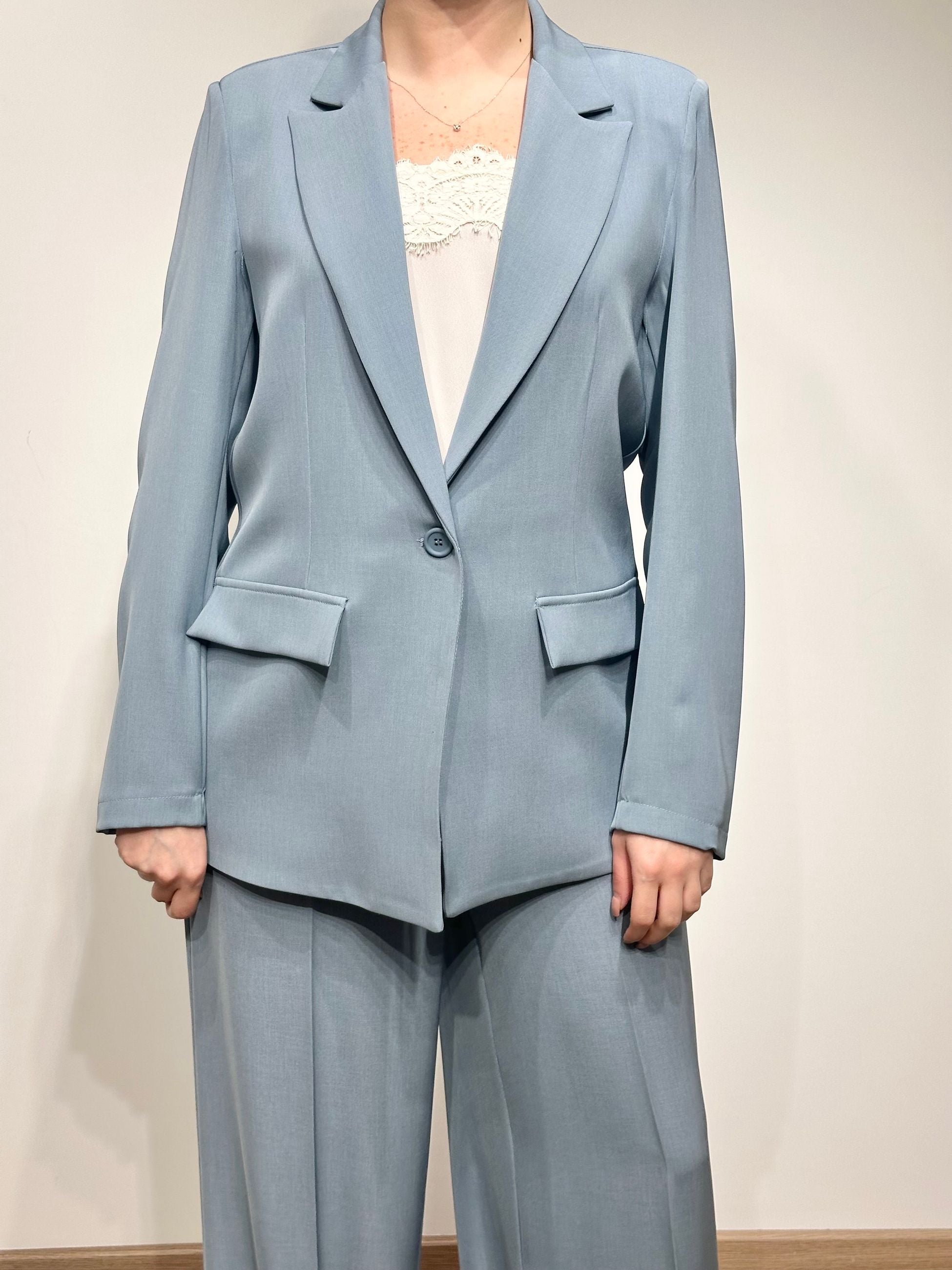 Le Streghe Giacca con Collo Rvers 
Azzurro