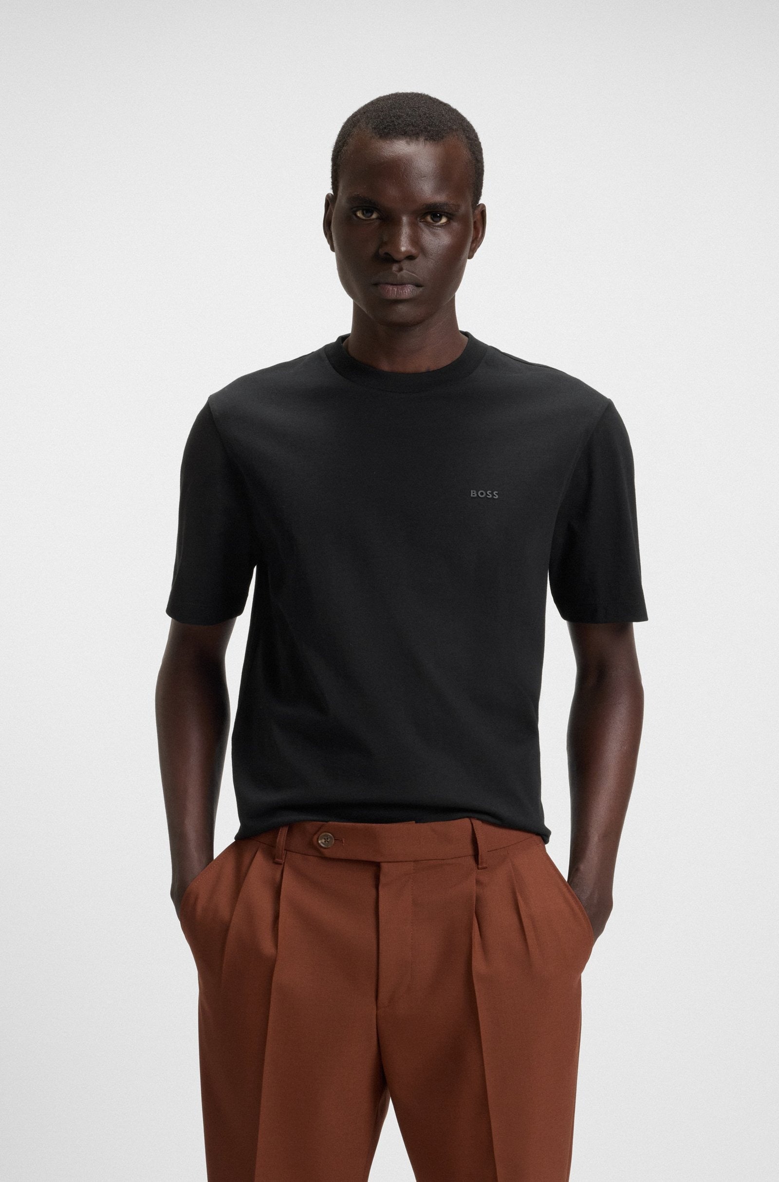 Boss T-shirt in Jersey di Cotone con Logo