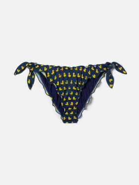 MC2 SAINT BARTH Slip Bikini Moon Classico Blu Navy con Stampa Paperelle