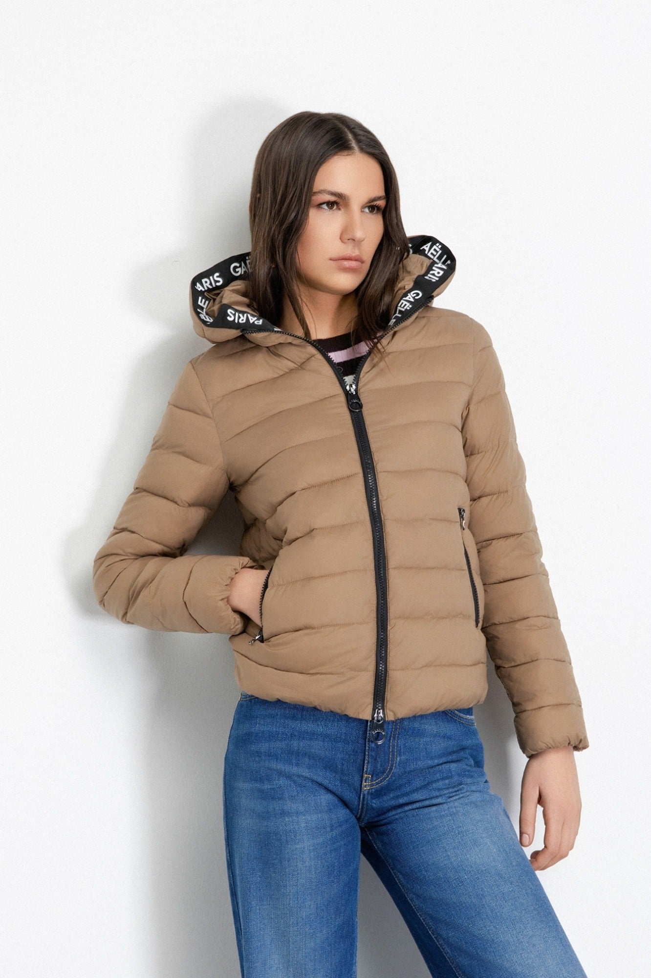 Gaelle Paris Piumino Manica Lunga Con Cappuccio