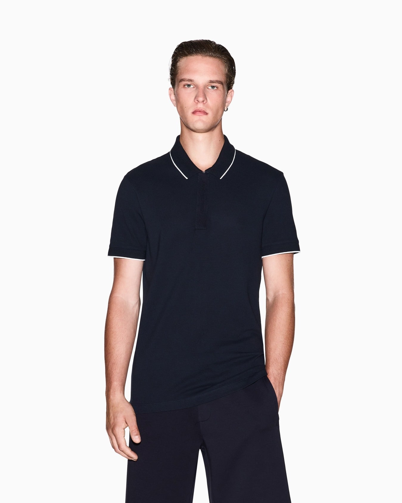 Armani Exchange Polo Slim Fit con Inserto sui Bottoni