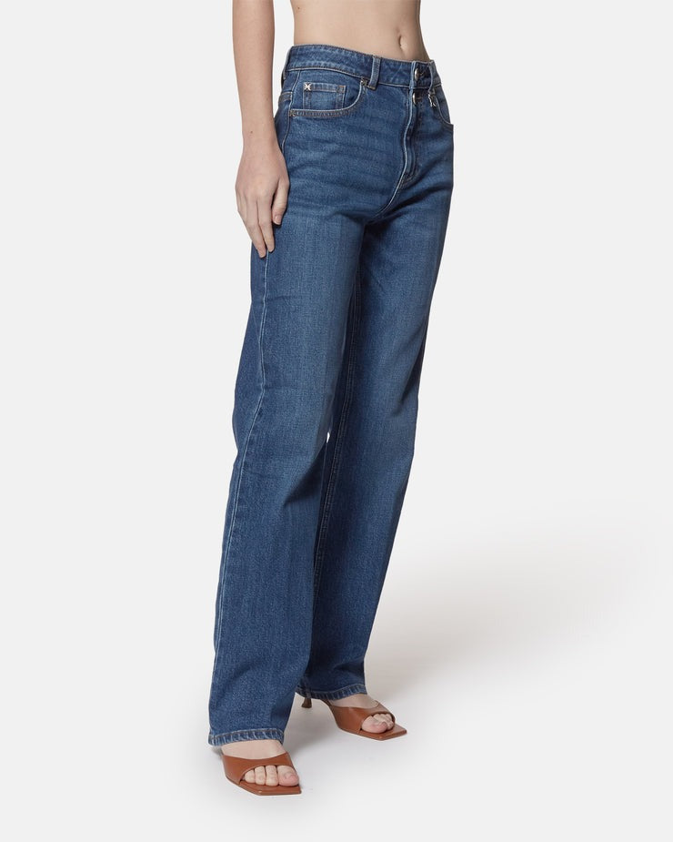 John Richmond Jeans a gamba dritta blu medio con vita alta
Blù