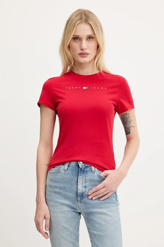Tommy Jeans T-Shirt Slim Fit con Logo Lineare
