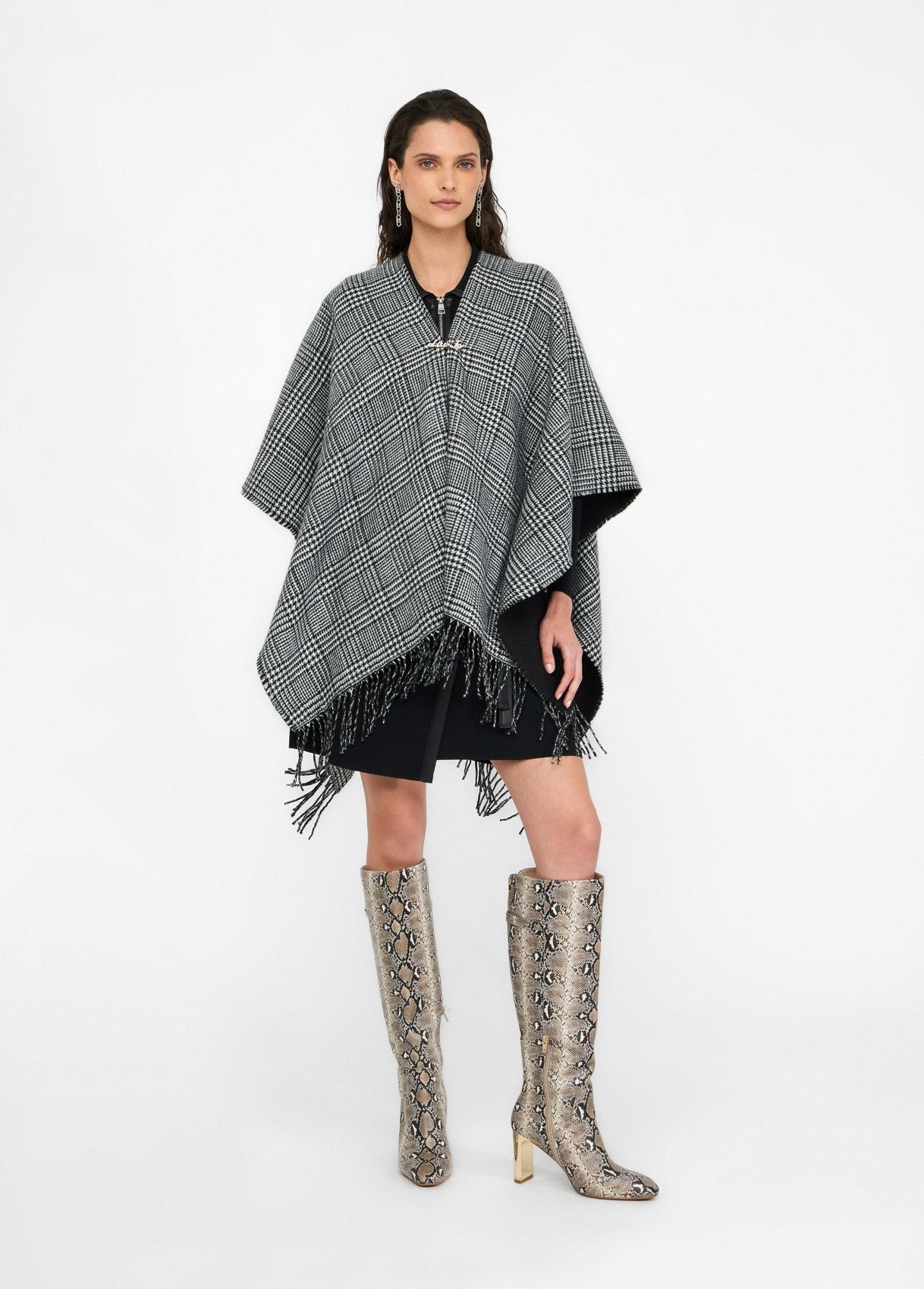 Liu Jo Poncho in Principe di Galles Nero