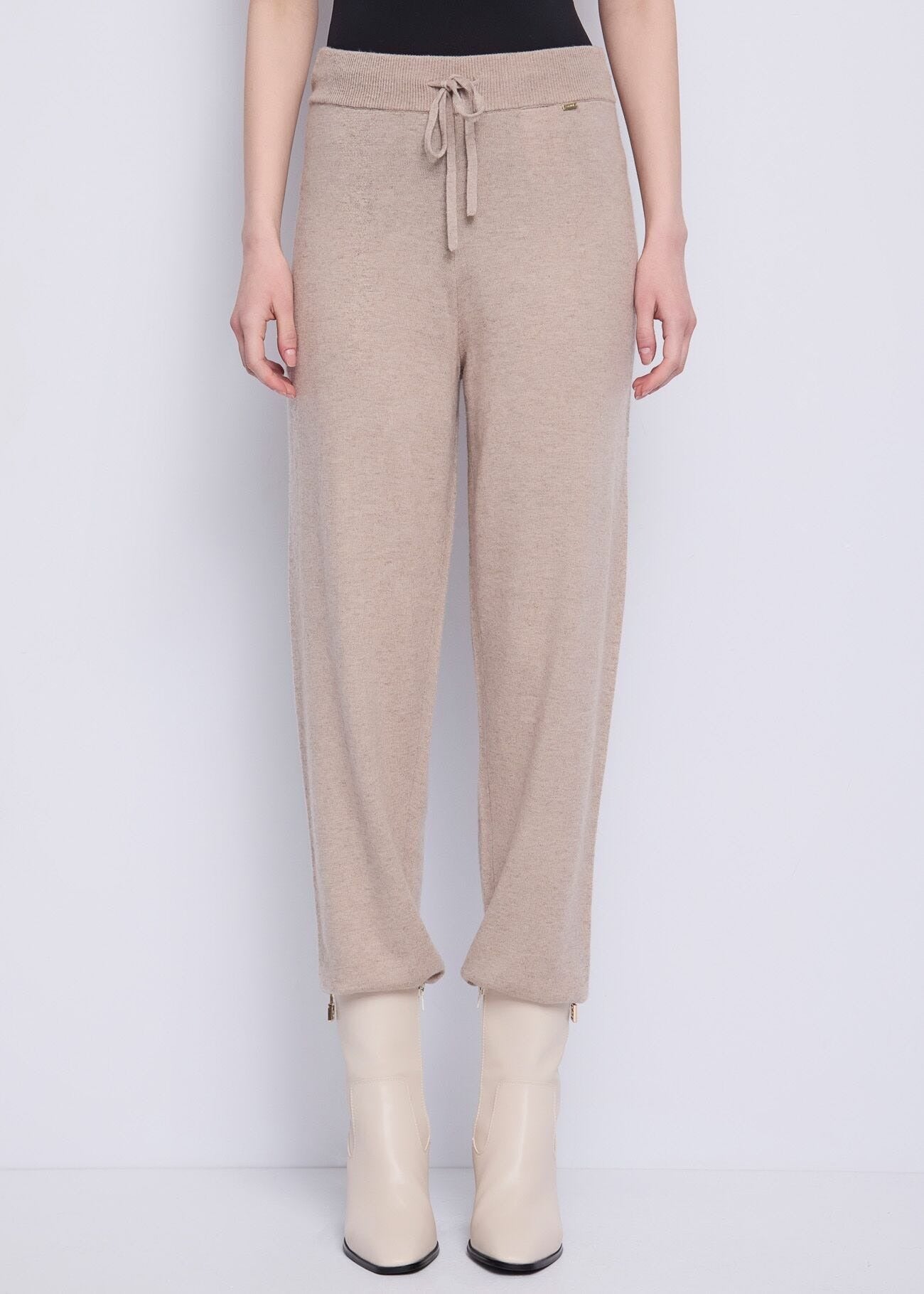 Gaudi Pantaloni Jogging in Filato con Coulisse Beige