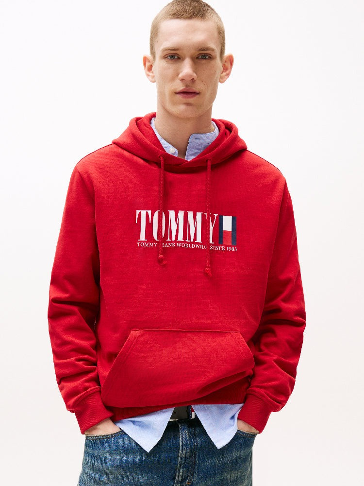 Tommy Jeans Felpa Con Cappuccio e Logo Regular fit Rosso