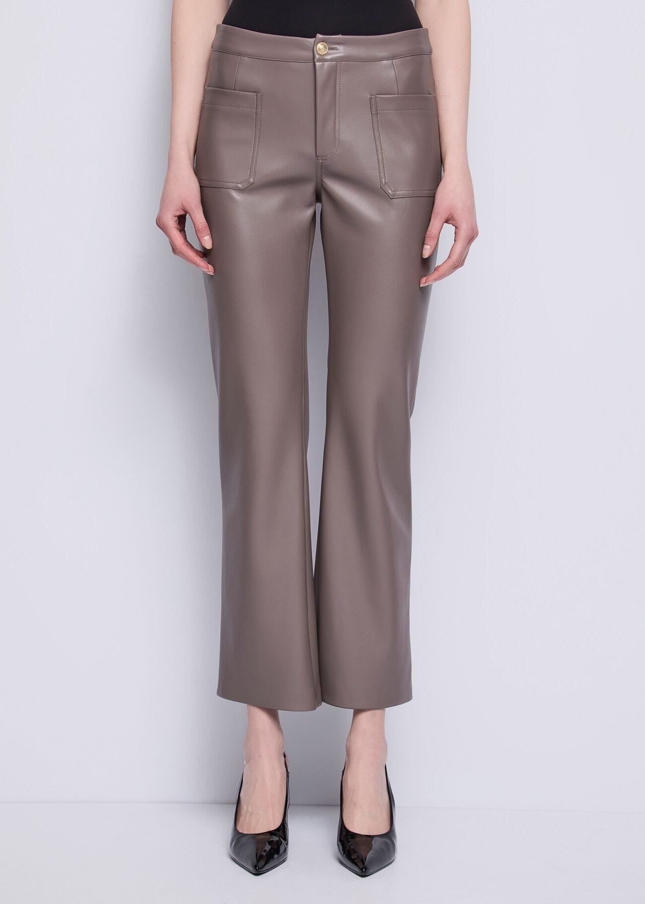 Gaudi Pantaloni Flare in Similpelle Beige