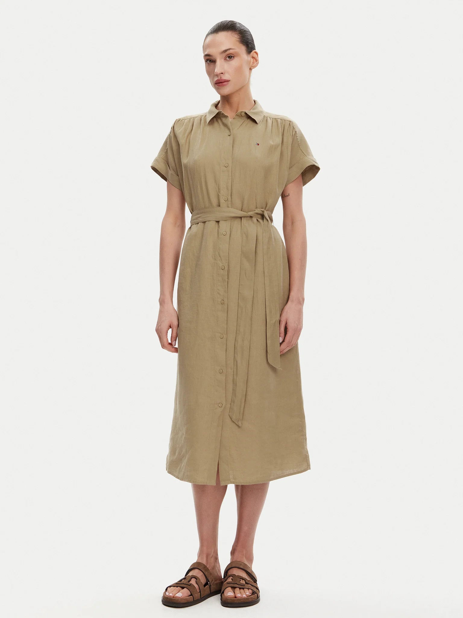 Tommy Hilfiger Abito a Campana con Cinturino in Tessuto