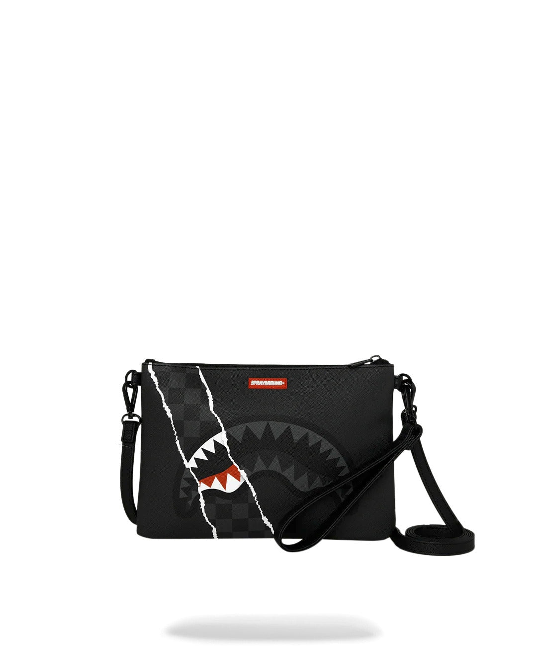 Sprayground Pochette Center Rip Revealing Check Crossover Clutch Nero