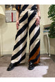 DIXIE Pantaloni Palazzo con Maxi Righe Diagonali Beige Nero