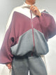 Kontatto Felpa Color-Block con Zip e Collo Alto Bordeaux