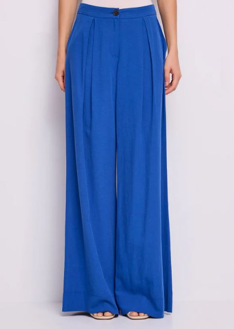 Gaudi Jeans Pantaloni a gamba larga in tessuto cadente Blu