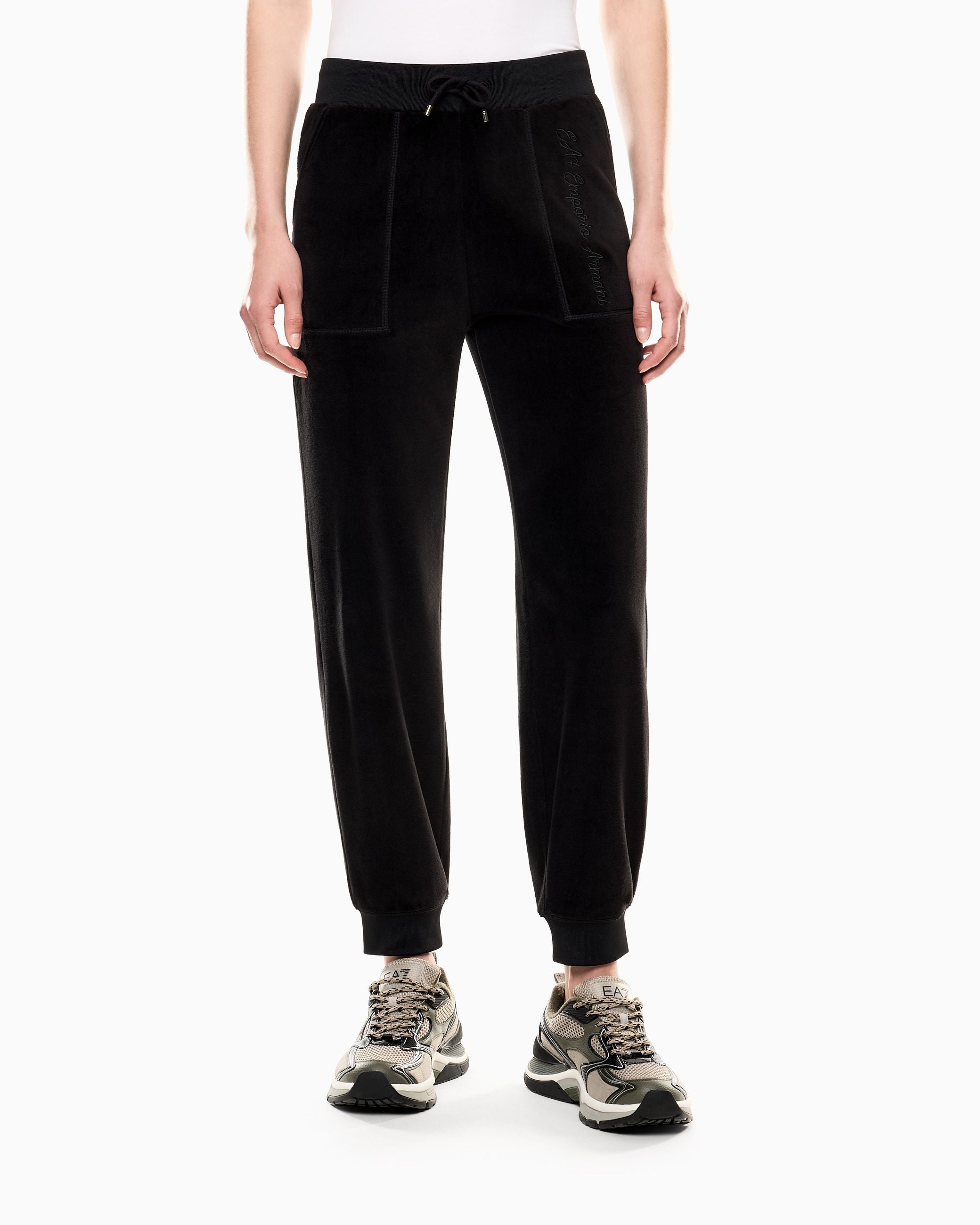 Armani EA7 Pantaloni Jogger Atlethic Velour in Ciniglia Stretch