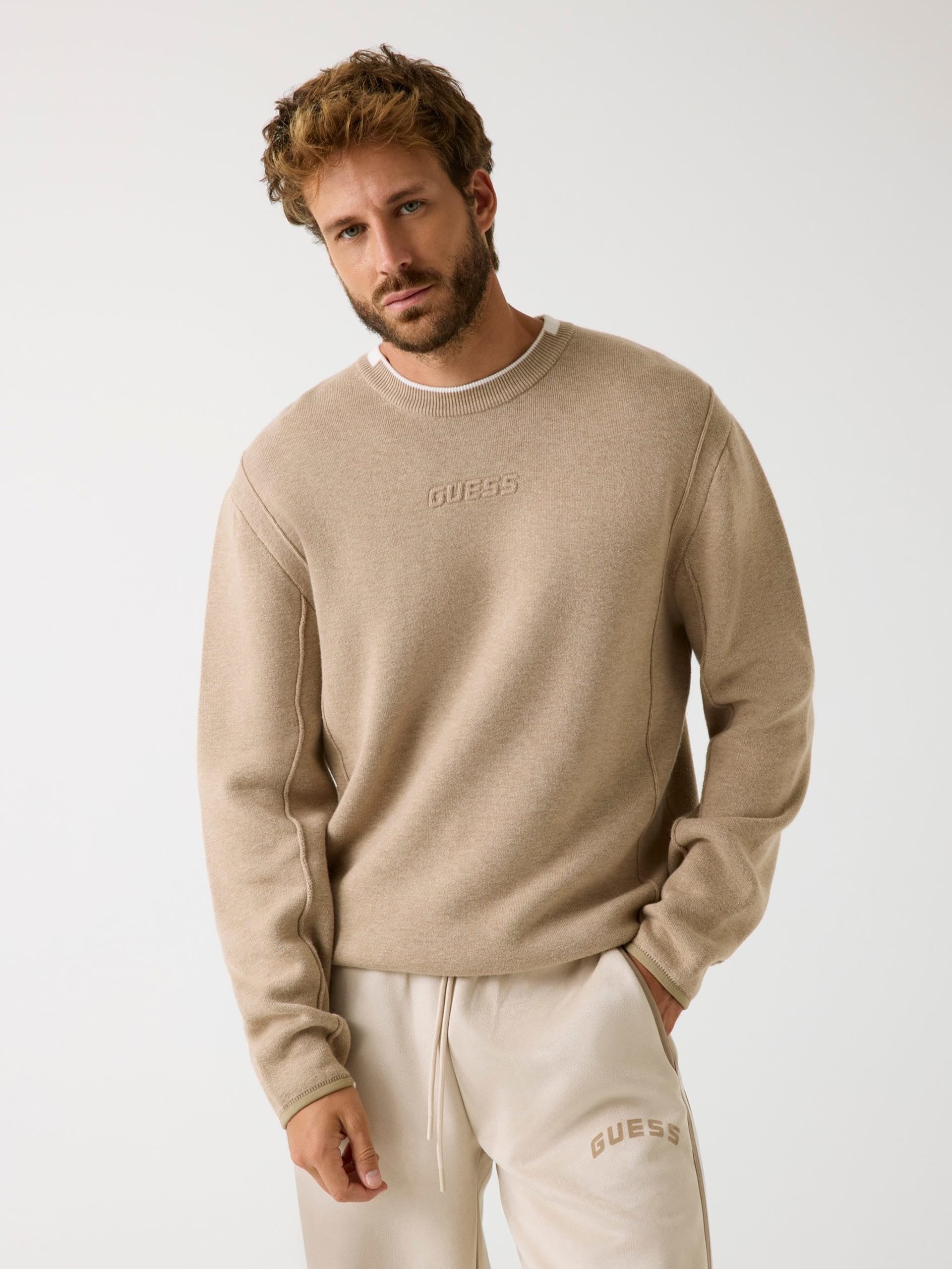 Guess Active Felpa Regular Fit Logo Beige