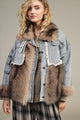 Dixie Giacca Denim con Inserti Pelliccia e Tasche Frontali