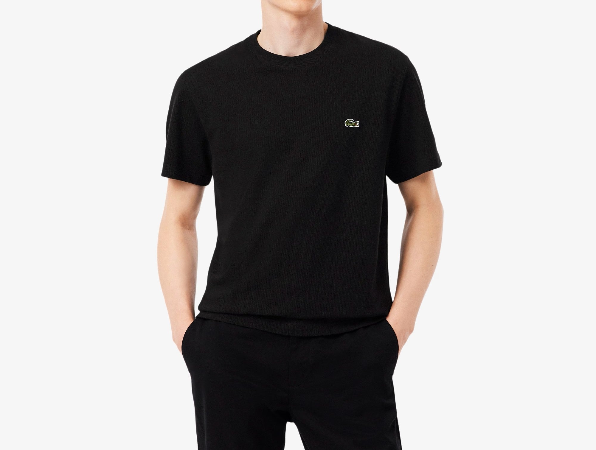 Lacoste T-shirt in Piqué Pesante di Cotone e Lino
Nero