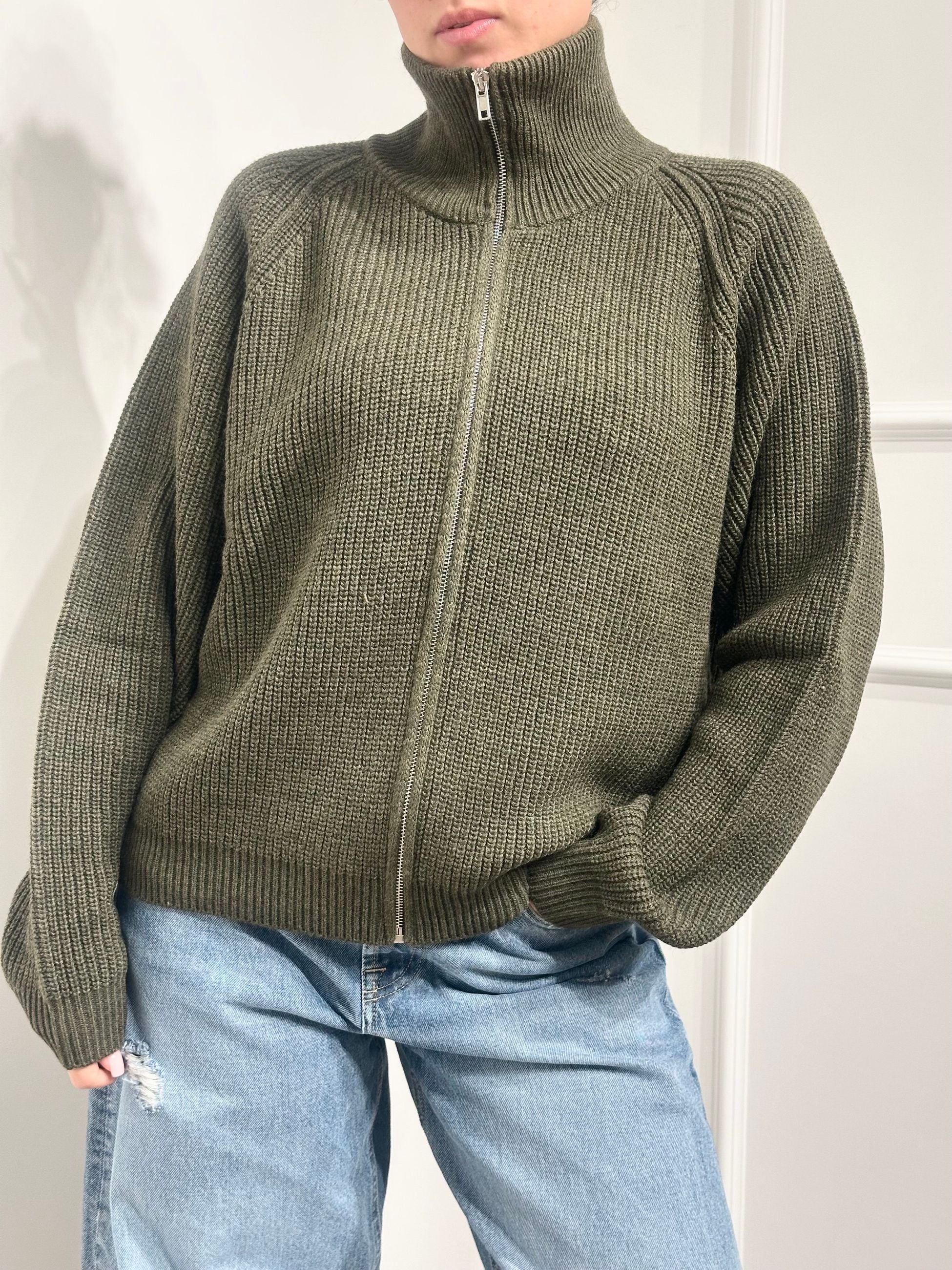 Haveone Cardigan Full Zip Misto Lana e Alpaca