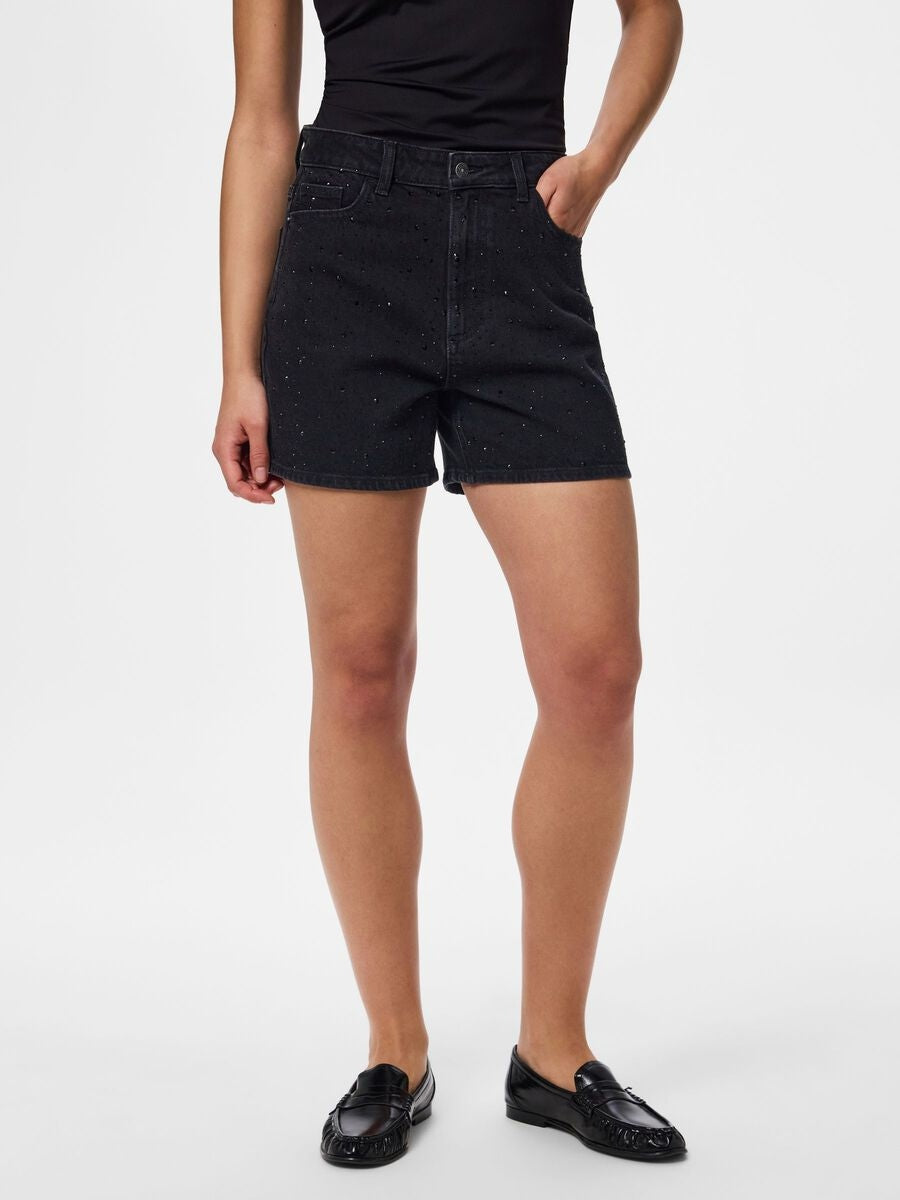 Pieces Shorts in Denim Nero