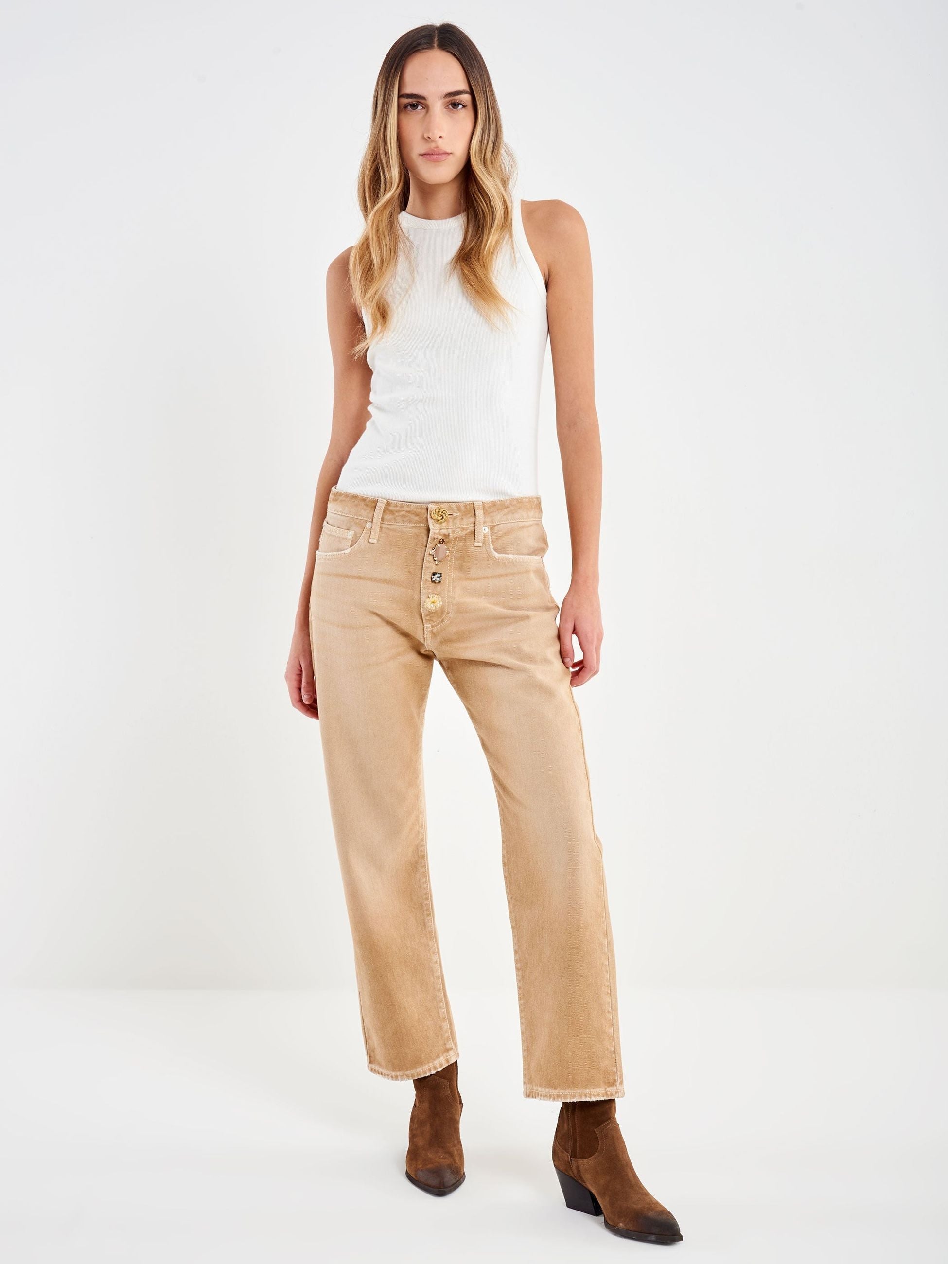 Vicolo Jeans Zoe Bottoni Gioiello
Beige