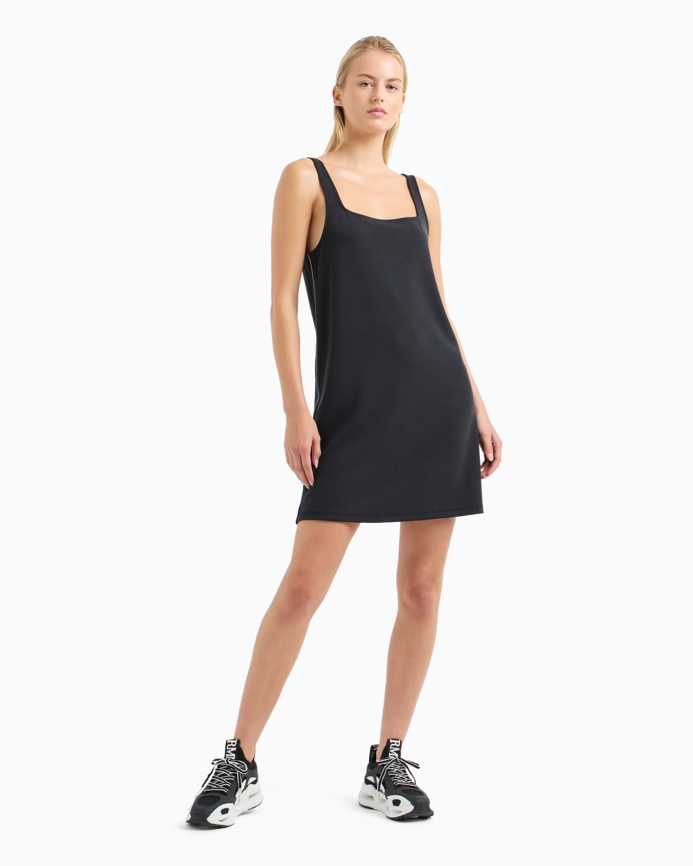 Armani EA7 Abito Logo Series in Interlock di Misto Modal Stretch Nero