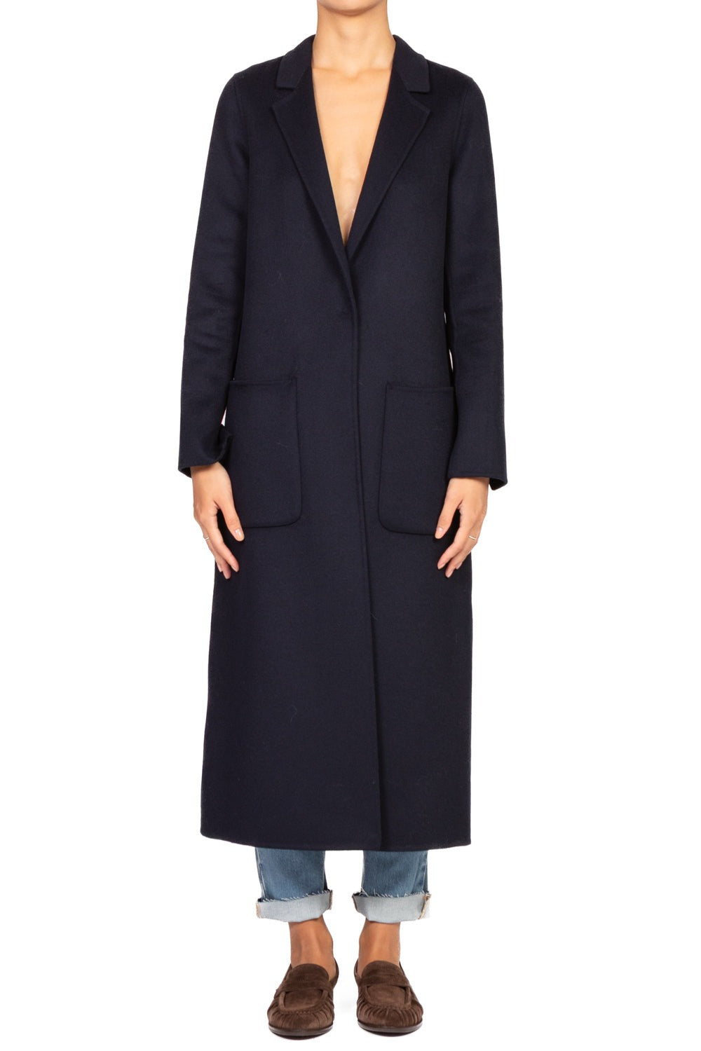 VICOLO Cappotto Lungo Hand Nade Lungo con Tasche