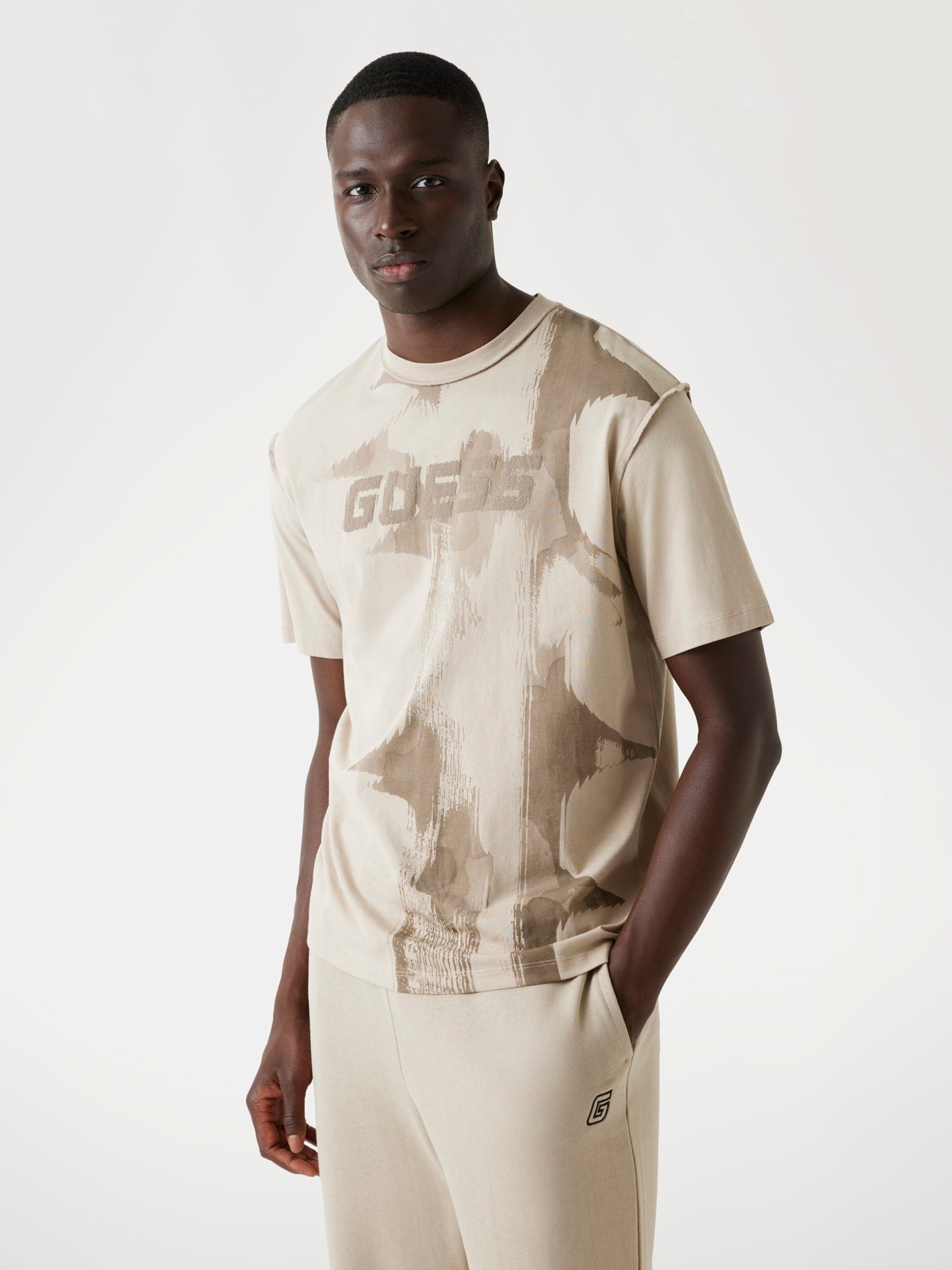 Guess Active T-shirt con Logo Oversize Beige