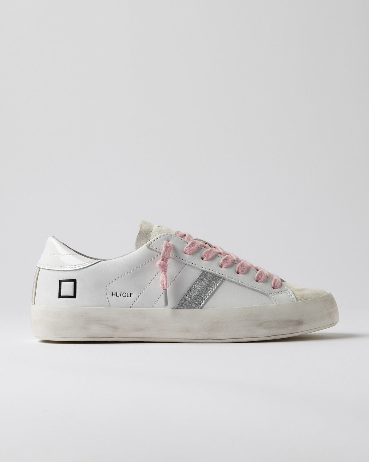 D.A.T.E. Hill Low Calf Sneakers in Pelle Beige Rosa